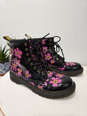 Dr. Martens - 1460 Pansy Patent Leather Lace Up Boots, Women's EU 36 / US 5